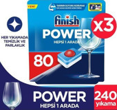Finish Power Hepsi Bir Arada Tablet Bulaşık Makinesi Deterjanı 3x80 Adet
