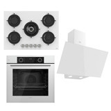 Ferre RS036-XE63CB-D078 Dijital Doğalgazlı Cam Klasik Set Üstü Davlumbaz 3'lü Ankastre Set Beyaz