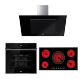 Teka HLB 840 SS-TR 951-DVT 98660 TBS BK Dijital İndüksiyon Doğalgazlı Cam Rustik Set Üstü Davlumbaz 3'lü Ankastre Set Siyah