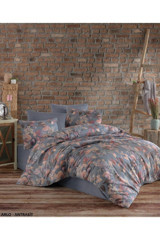 Taç Kristal Pamuk-Polyester 4 Mevsim 200x220 cm Çarşaflı Çift Kişilik Nevresim Takımı Gri