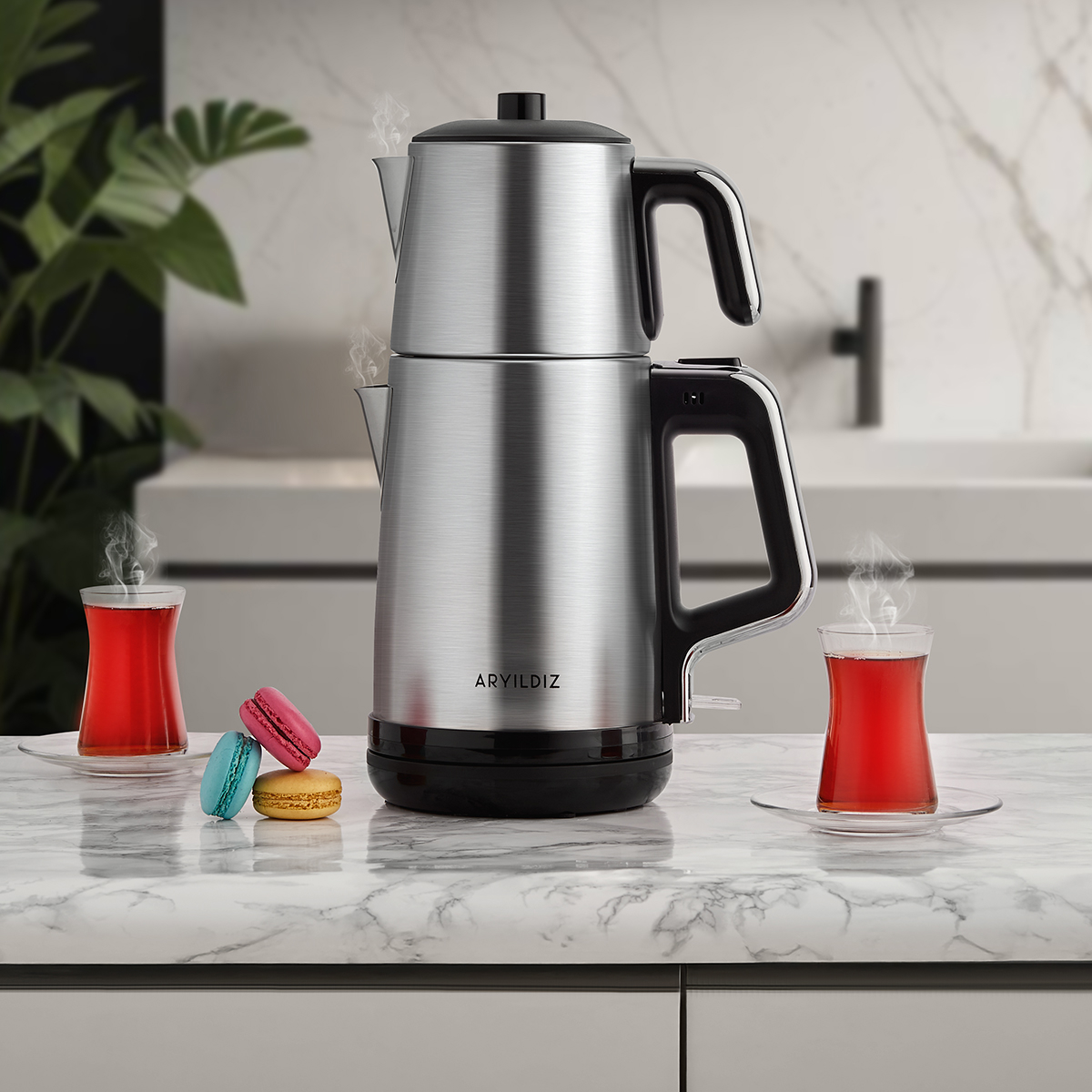 Aryıldız Tea Style Otomatik Kapanma 1800 W Çelik Inox Çay Makinesi