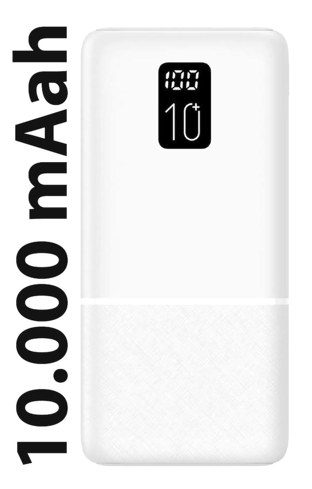Logia P10 10000 mAh Hızlı Şarj Dijital Göstergeli Type C - USB Powerbank Beyaz
