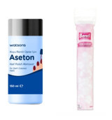 Watsons Koyu Renkli Ojeler İçin Aseton 150 ml + Benri Disk Pamuk 140'lı