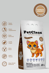 Pet Clean Toprak Kokulu Topaklanan İnce Taneli Bentonit Kedi Kumu 20 lt