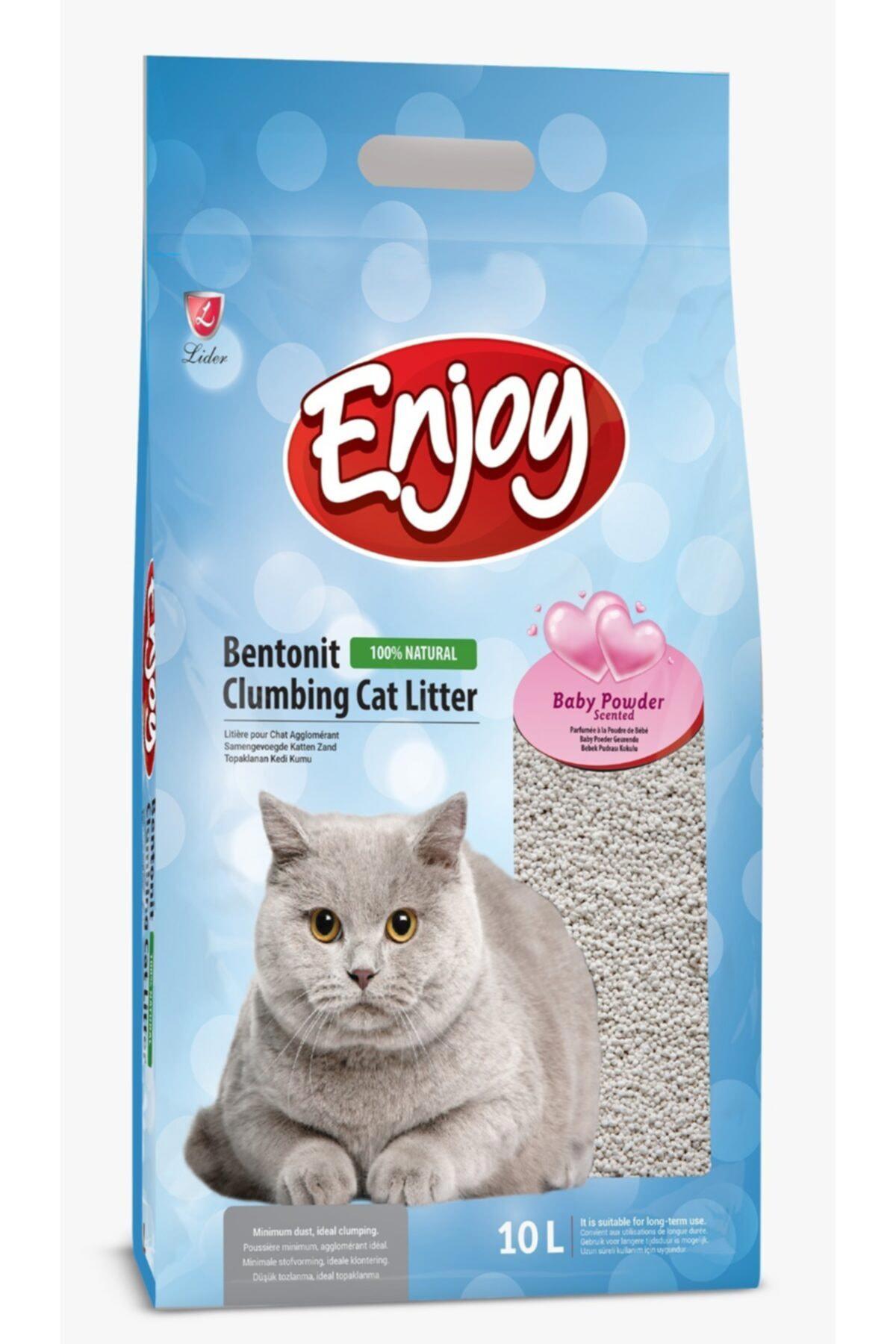 Enjoy Bebek Pudra Kokulu Topaklanan İnce Taneli Bentonit Kedi Kumu 10 lt