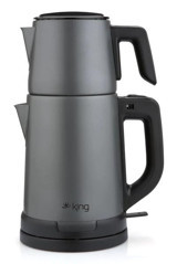 King KCM331 Otomatik Çelik Demlikli 1800 W Çelik Antrasit Çay Makinesi