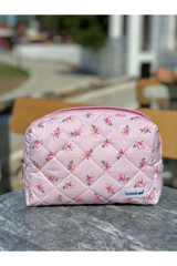 Batekso Gül Desenli Toz Pembe Makyaj Çantası