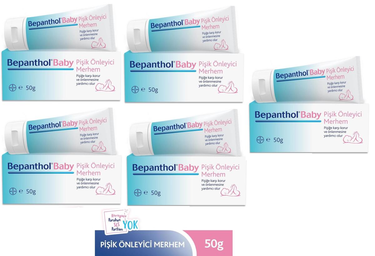 Bepanthol Parfümsüz Parabensiz Pişik Kremi 5x50 gr