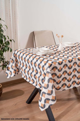 Rivaistanbul Geometrik Desenli Polyester 140x200 cm Dikdörtgen Masa Örtüsü Renkli
