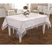 Zesa Home Kadife 160x300 cm Dikdörtgen Masa Örtüsü Krem