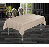 Cömert's Çizgili Pamuk-Polyester 160x220 cm Dertsiz Dikdörtgen Masa Örtüsü Bej
