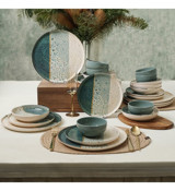 Keramika Colored 24 Parça 6 Kişilik Desenli Stoneware Yuvarlak Yemek Takımı