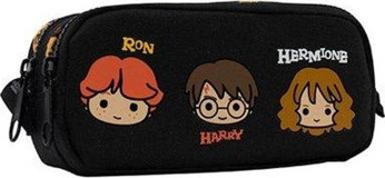 Timon Siyah Baskılı Kumaş Bölmeli Çift Gözlü Harry Potter Dikdörtgen Cüzdan Kalemlik