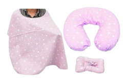 Sevi Bebe Yıldız Pamuklu Sırt Destekli Yıkanabilir Pembe Emzirme Yastığı