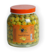 Olis Zeytinleri Az Tuzlu Salamura Biberli Yeşil Zeytin Kavanoz 1 kg