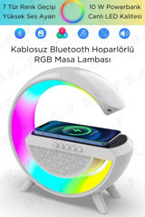 Bakeey Gece Lambası 3 W Radyolu Işıklı Beyaz Bluetooth Hoparlör