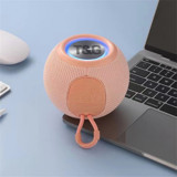 Heers Mini Yuvarlak Işıklı Pembe Bluetooth Hoparlör