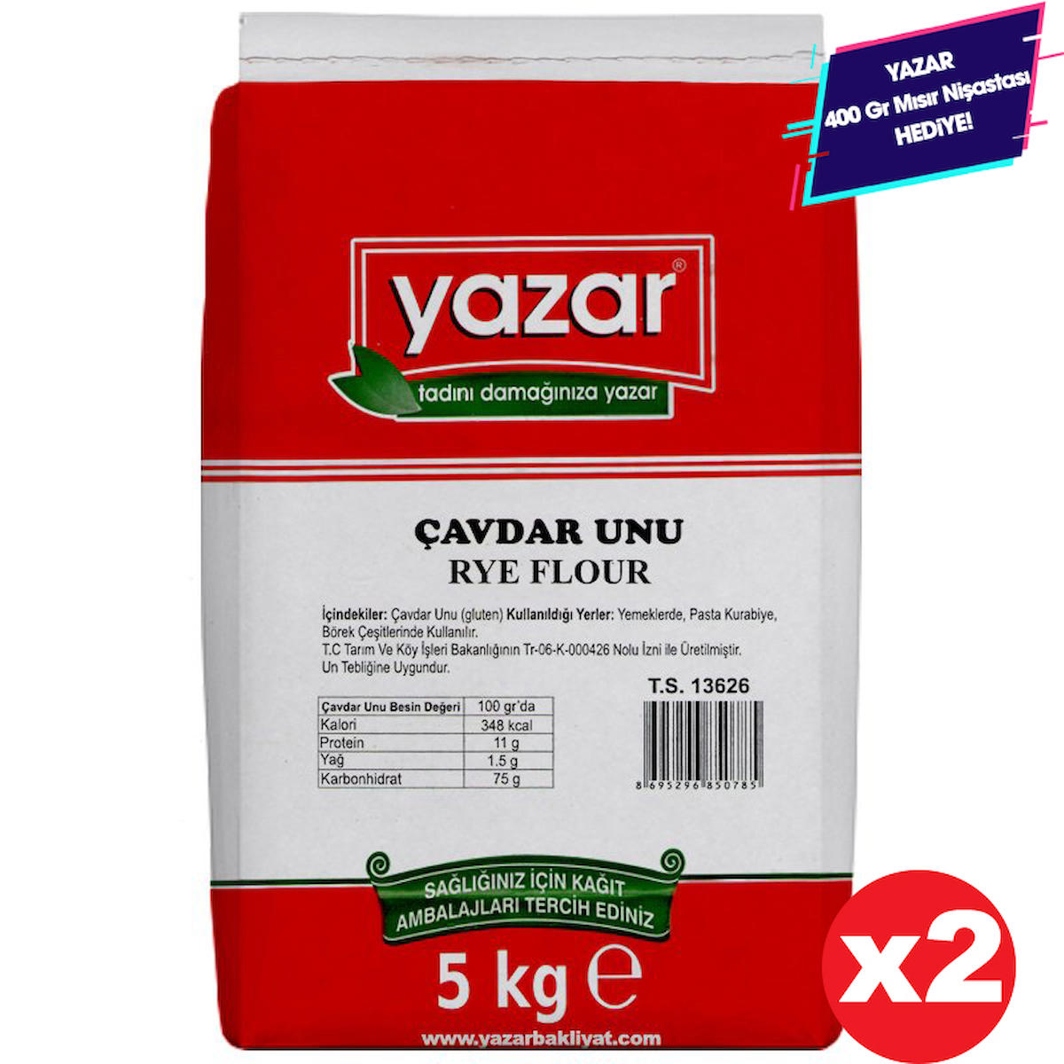 Yazar Çavdar Unu 2x5 kg