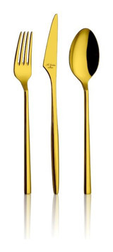 Aryıldız Trendy Parlak 84 Parça 12 Kişilik Çatal Kaşık Bıçak Takımı Gold