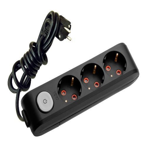 Viko Multi-Let 3500 W Kalın Topraklı Anahtarlı 3'lü 2 m Uzatma Kablosu Siyah