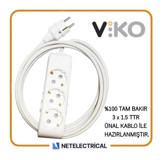 Viko Multi-Let Kalın Topraklı 3'lü 30 m Grup Priz Beyaz