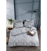 Tabu Home Takım Ranforce 4 Mevsim 200 x 220 cm Desenli Çarşaflı Çift Kişilik Nevresim Takımı Gri