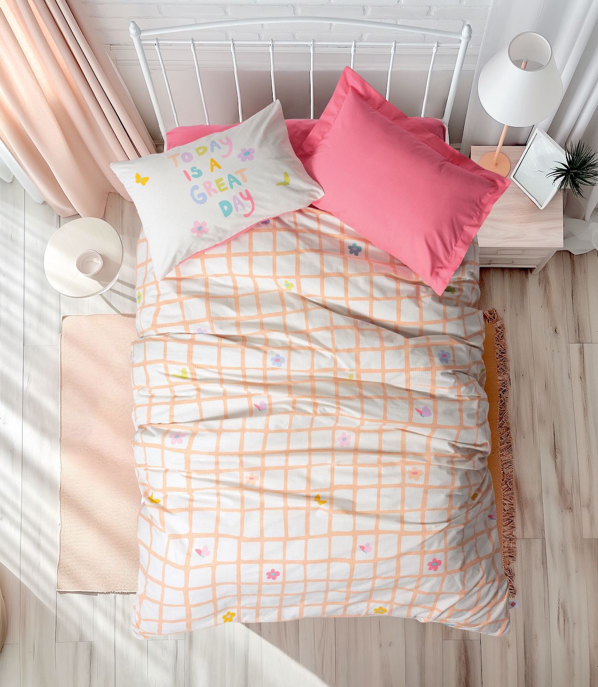 Cotton Box Pamuk 160x220 cm Çarşaflı Tek Kişilik Nevresim Takımı Pembe