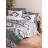 Cotton Box Ethnic Pamuk 180x230 cm Çarşaflı Tek Kişilik Nevresim Takımı Antrasit