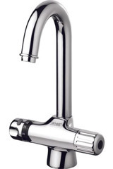 Newarc Teknotermostatık 500581 Spiralli Kuğu Çift Girişli Aç Kapa Eviye Bataryası Krom