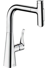 Hansgrohe Metris Select M71 73822000 Spiralli Çift Girişli Çevirmeli Eviye Bataryası Krom