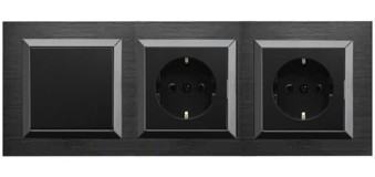 Ovivo Quantum Çerçeveli Topraklı İç Mekan Üçlü Priz Siyah