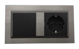 Ovivo Quantum Çerçeveli Topraklı İç Mekan İkili Priz Füme