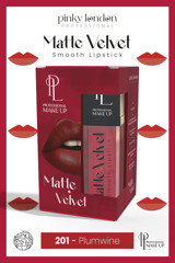 Pinky London Matte Velvet Plumwine 201 Kalıcı Likit Fırçalı Ruj