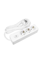 Seldur MS70 3600 W Kalın Topraklı Anahtarlı 3'lü 2 m Uzatma Kablosu Beyaz