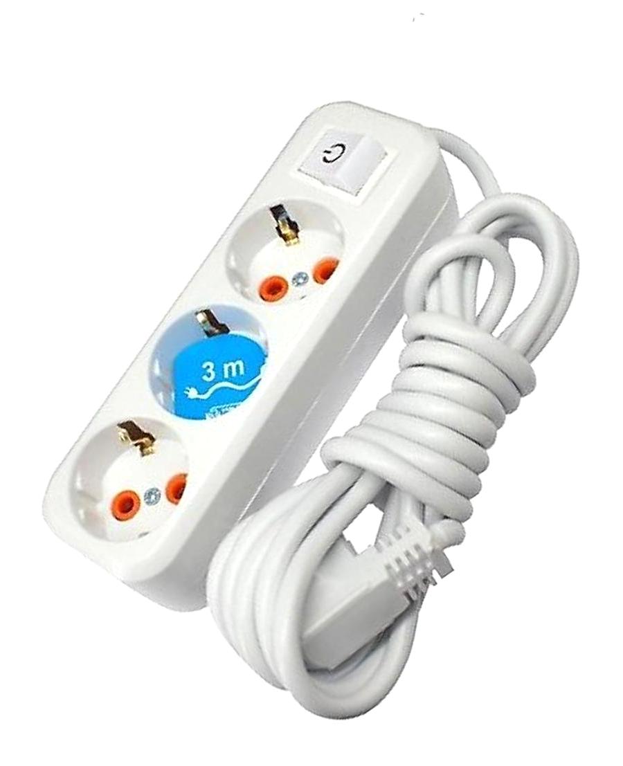 Asel HRD-010878 Topraklı Anahtarlı 3'lü 3 m Grup Priz Beyaz