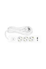 Seldur MS70 Topraklı Anahtarlı 3'lü 2 m USB Grup Priz Beyaz