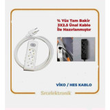 Viko Multi Let 4400 W Kalın Topraklı Anahtarlı Akım Korumalı 3'lü 12 m Uzatma Kablosu Beyaz