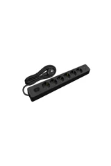 Seldur MS70 Topraklı Anahtarlı 6'lı 2 m USB Grup Priz Siyah