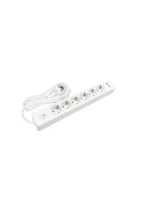 Seldur Topraklı Anahtarlı 6'lı 2 m USB Grup Priz Beyaz