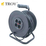 Troy 24030 3500 W Kalın Akım Korumalı 4'lü 30 m Makaralı Uzatma Kablosu Siyah
