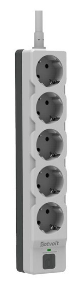 Dotvolt Anahtarlı Akım Korumalı 5'li 1.5 m Uzatma Kablosu Gri