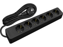 Seldur MS70 3600 W Kalın Topraklı 6'lı 5 m Uzatma Kablosu Siyah