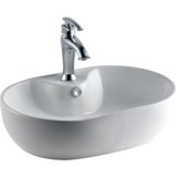 Lena E-4108 Dekoratif Tekli 61.5 cm Porselen Tezgah Üstü Oval Lavabo Beyaz