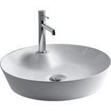 Lena E-4044 Dekoratif Tekli 48.5 cm Porselen Tezgah Üstü Yuvarlak Lavabo Beyaz