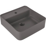 Kale Smartedge Dekoratif Tekli 45 cm Seramik Tezgah Üstü Kare Lavabo Mat Antrasit