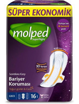 Molped Supernight Bariyer Koruması Gece 16'lı Hijyenik Ped