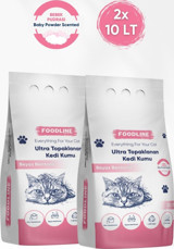 Foodline Bebek Pudralı Topaklanan İnce Taneli Bentonit Kedi Kumu 2x10 lt