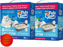 Pet's Clean Akıllı Erken Teşhis Topaklanan İnce Taneli Bentonit Kedi Kumu 2x6 lt