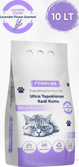 Foodline Lavanta Kokulu Bentonit Topaklanan İnce Taneli Bentonit Kedi Kumu 10 lt