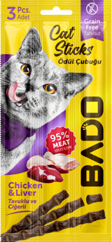 Bado Sticks Ciğerli-Tavuklu Yetişkin Kedi Ödül Maması 15 gr